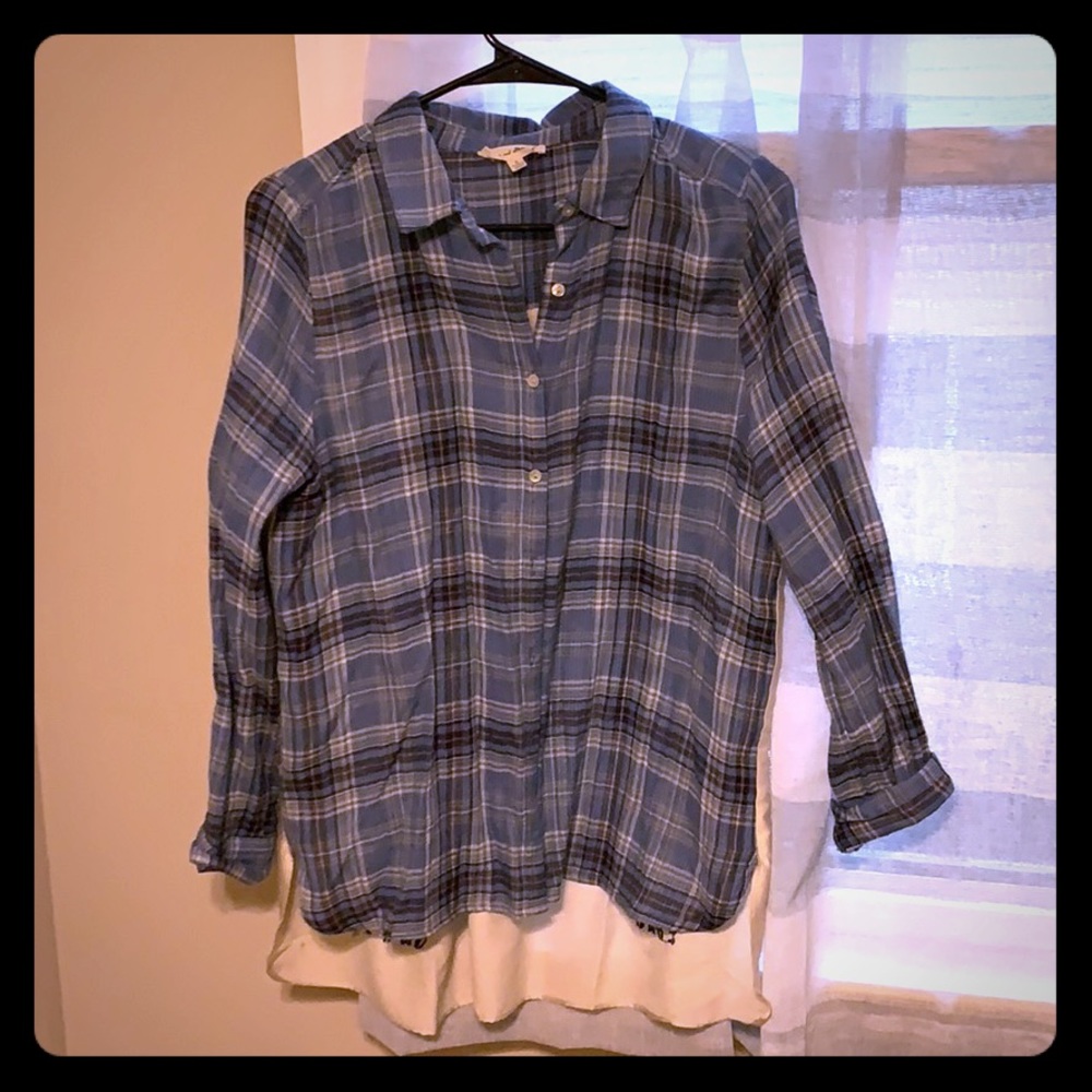 Flannel Blouse with Back Detailing